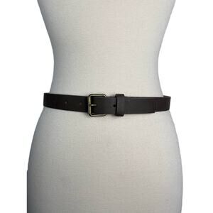 Olive Green Belt Kids Size XL Faux Leather Gold One Prong Buckle Solid Belt